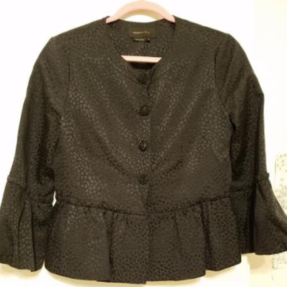 BCBG Retro Leopard Brocade Peplum Jacket